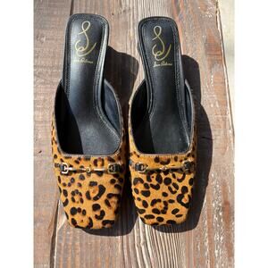 Sam Edelman Leopard Print Calf Mule Size 8 Low Block Heel